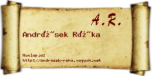 Andrásek Réka névjegykártya